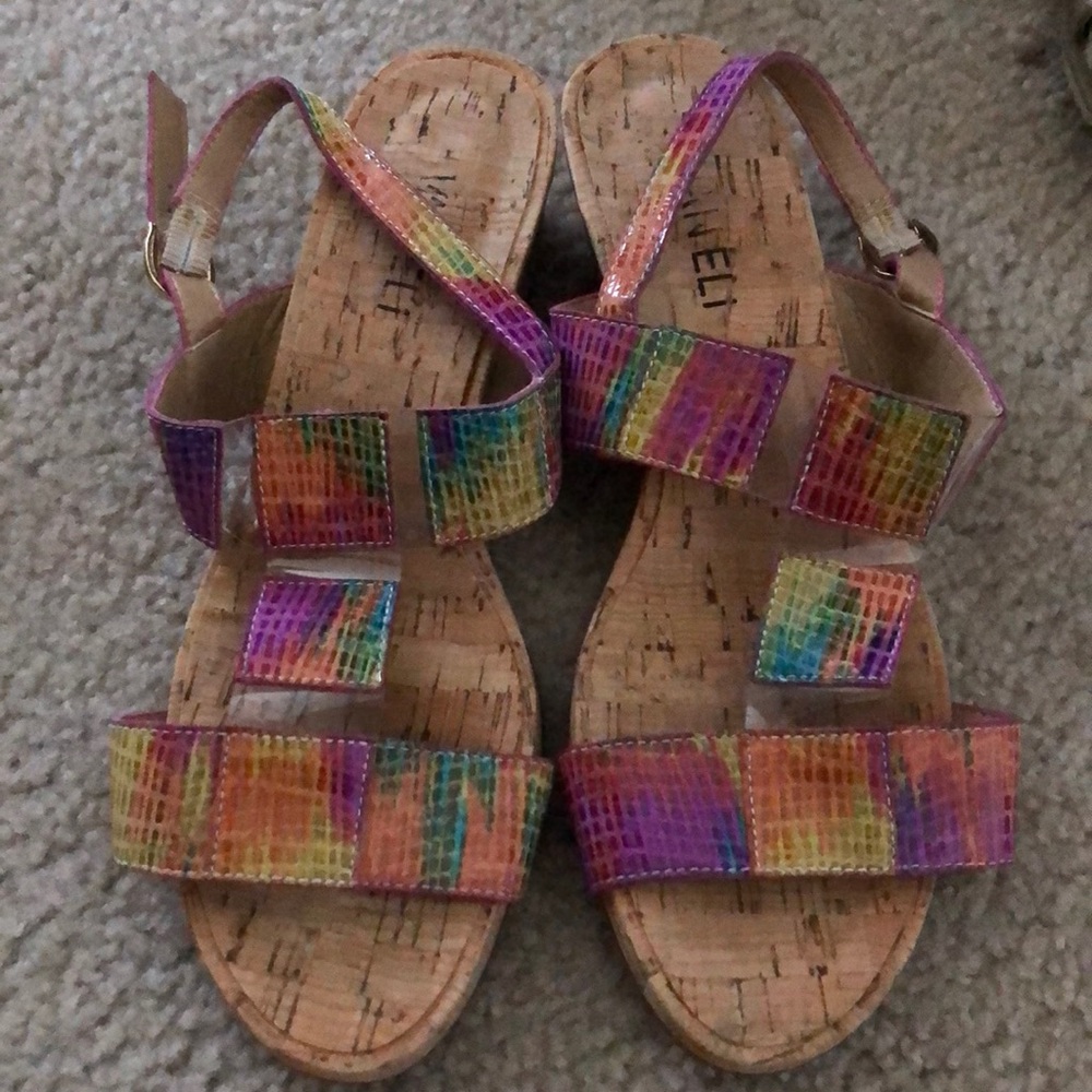 Vaneli rainbow cork wedge sandals